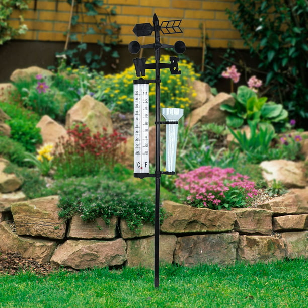 Garden Thermometer Rain Gauge Wind Indicator Outdoor Weather Station Measurer